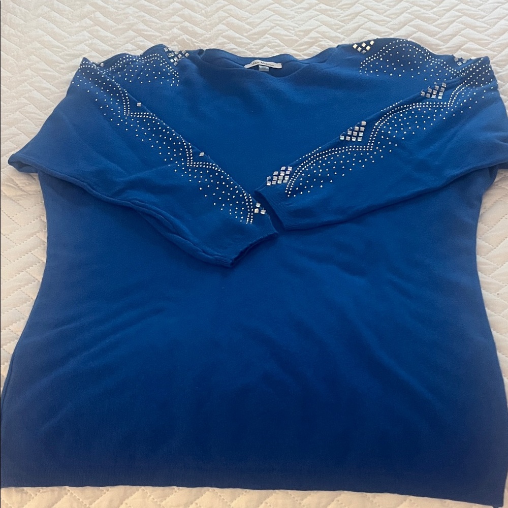 Vila Milano Blue Embellished Sweater Sz M